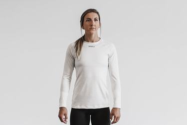 Nobull Lightweight Textured Women's Long Sleeves White Camo | Australia (NG9635)